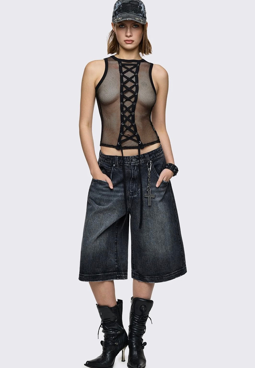 Minga London - Thrill Fishnet Vest Black - Top | Women-Image