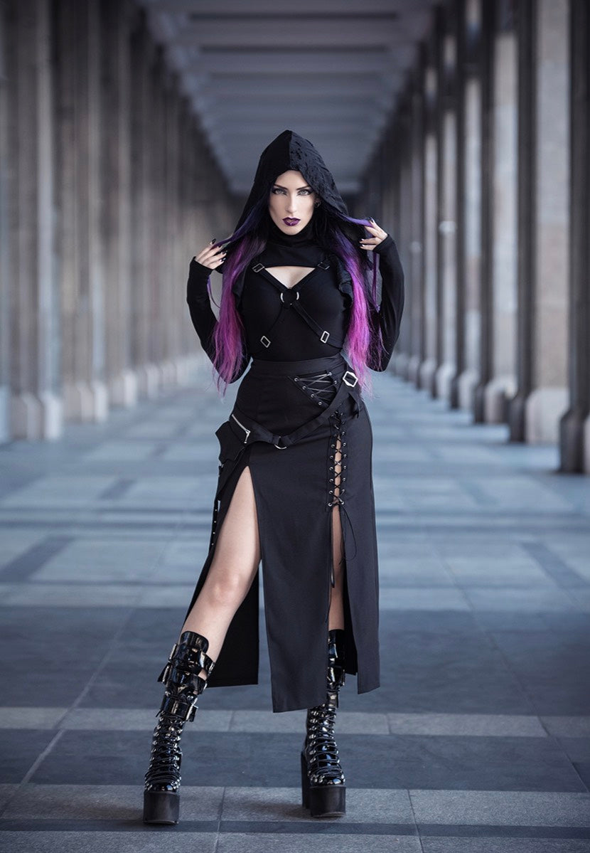 Dark In Love - Punk Sexy Slit Irregular Black - Skirt