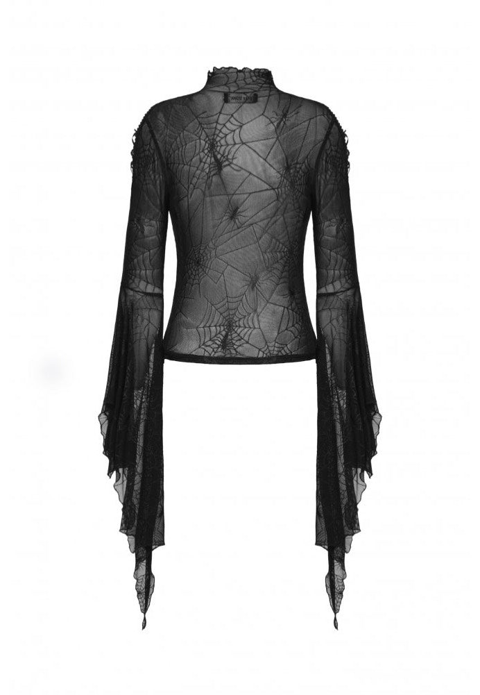 Dark In Love - Punk Spider Mesh Exaggerated Sleeves - Top | Women-Image