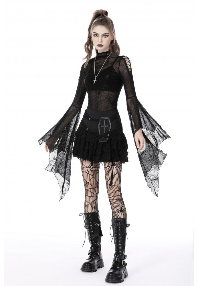 Dark In Love - Punk Spider Mesh Exaggerated Sleeves - Top | Women-Image