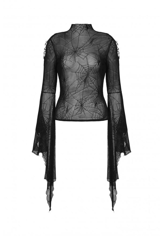 Dark In Love - Punk Spider Mesh Exaggerated Sleeves - Top | Women-Image