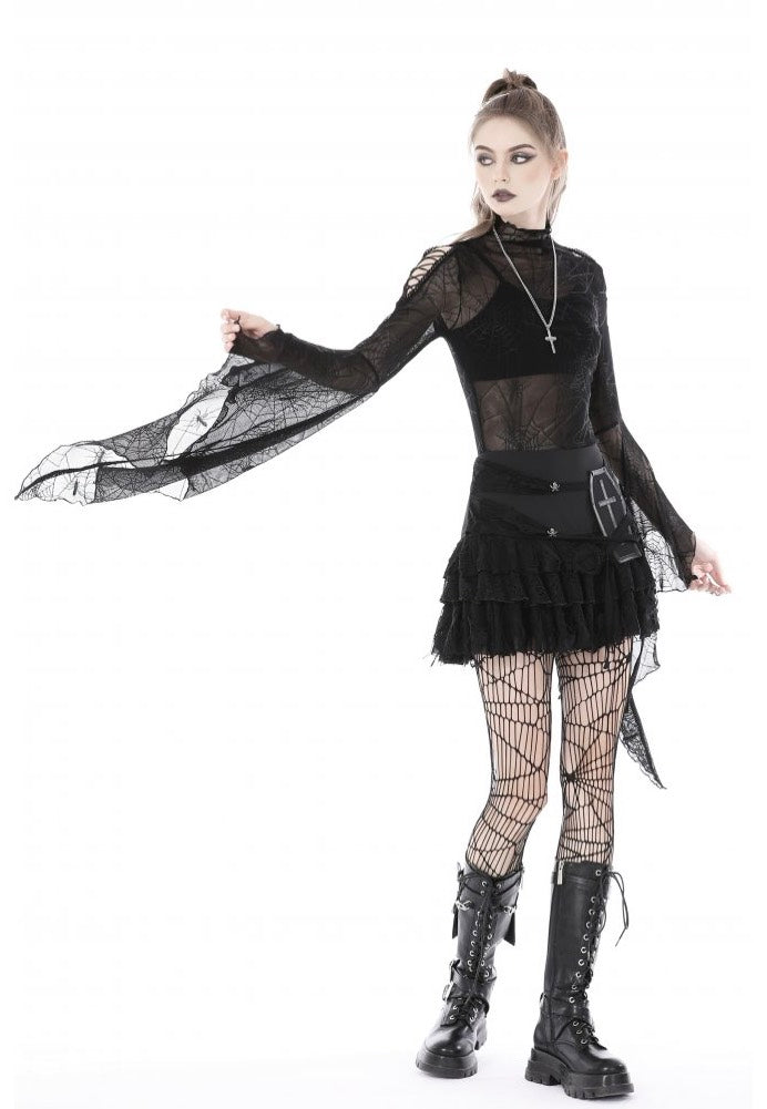 Dark In Love - Punk Spider Mesh Exaggerated Sleeves - Top | Women-Image