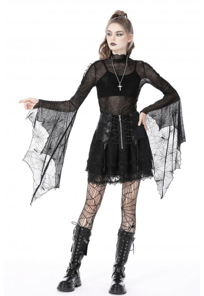Dark In Love - Punk Spider Mesh Exaggerated Sleeves - Top | Women-Image