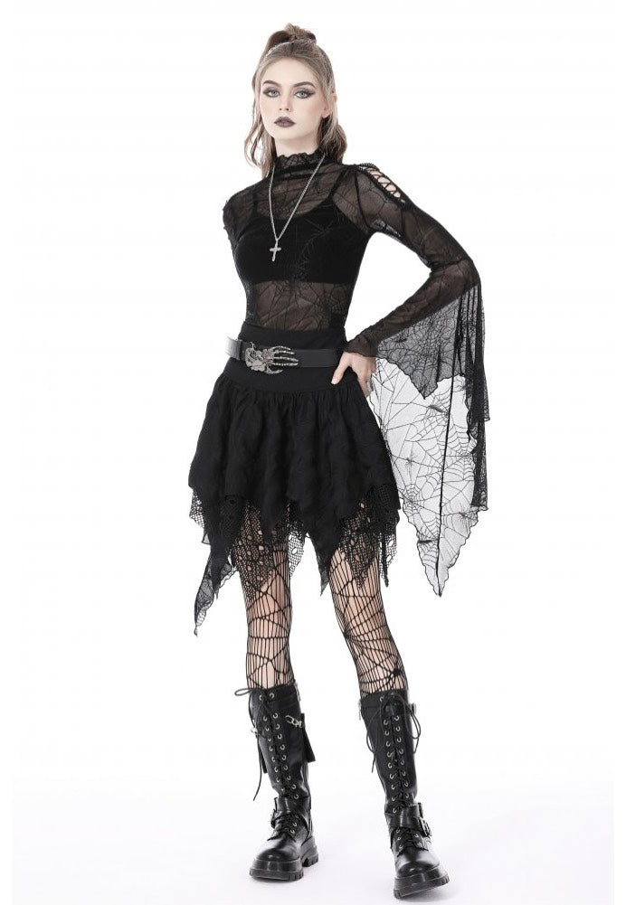 Dark In Love - Punk Spider Mesh Exaggerated Sleeves - Top | Women-Image
