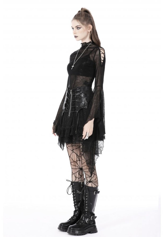 Dark In Love - Punk Spider Mesh Exaggerated Sleeves - Top | Women-Image