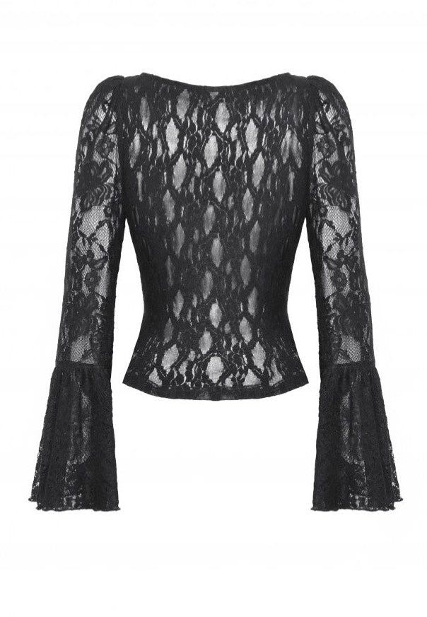 Dark In Love - Gothic Dark Lace Sexy Deep V-Neck - Top | Women-Image