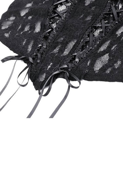 Dark In Love - Gothic Dark Lace Sexy Deep V-Neck - Top | Women-Image