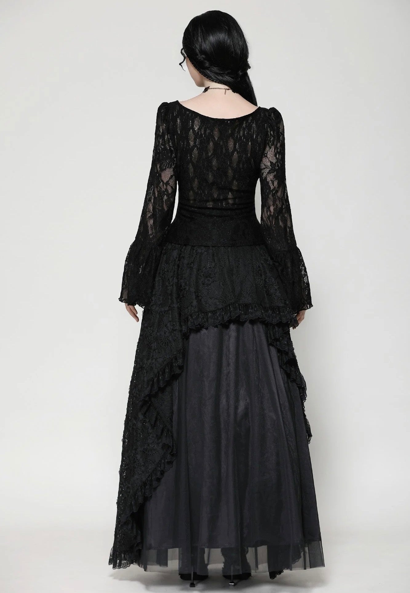 Dark In Love - Gothic Dark Lace Sexy Deep V-Neck - Top | Women-Image