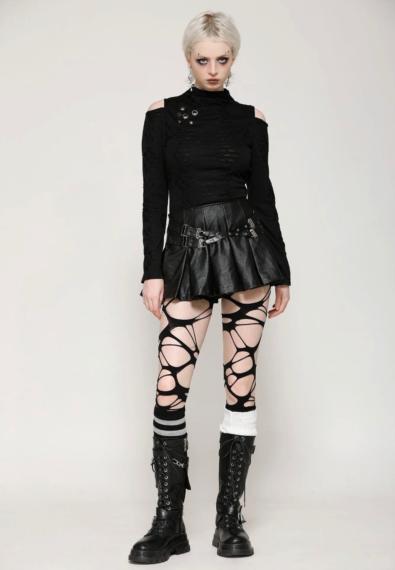 Dark In Love - Punk Back Cutout Star Shaped Distressed - Longsleeve | Women-Image