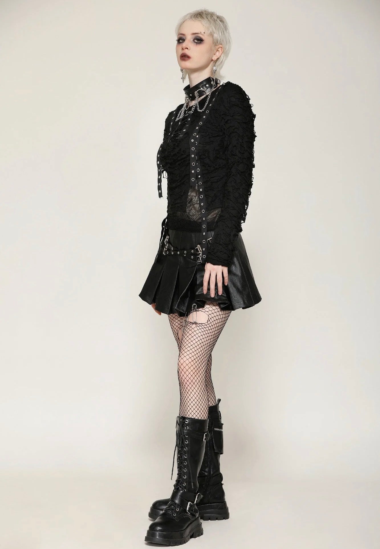 Dark In Love - Punk Metal Distressed Spider - Longsleeve | Women-Image