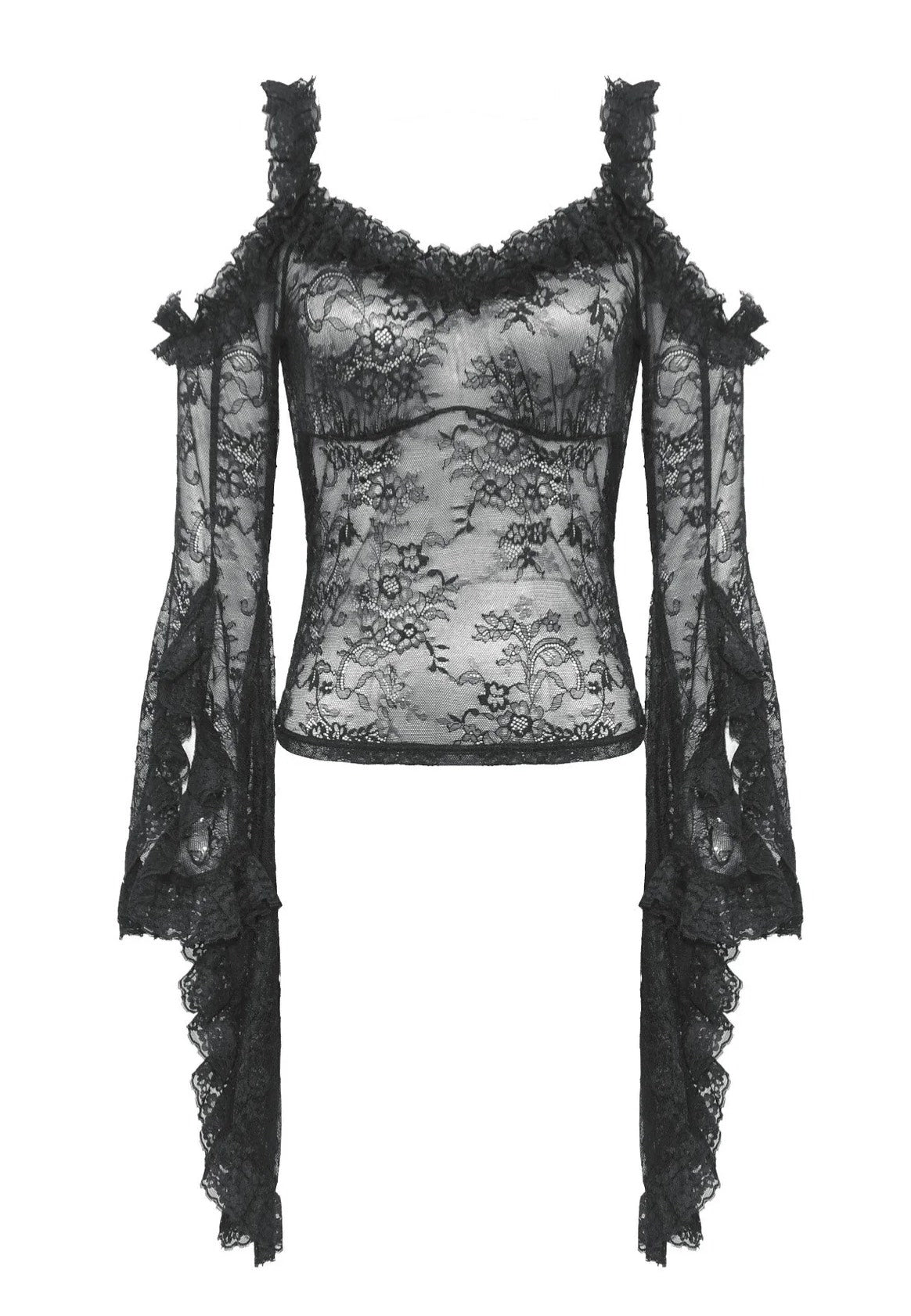 Dark In Love - Gothic Romantic Lace Flare Sleeve - Top | Women-Image