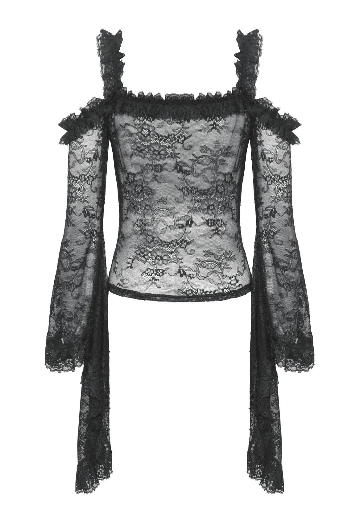 Dark In Love - Gothic Romantic Lace Flare Sleeve - Top | Women-Image