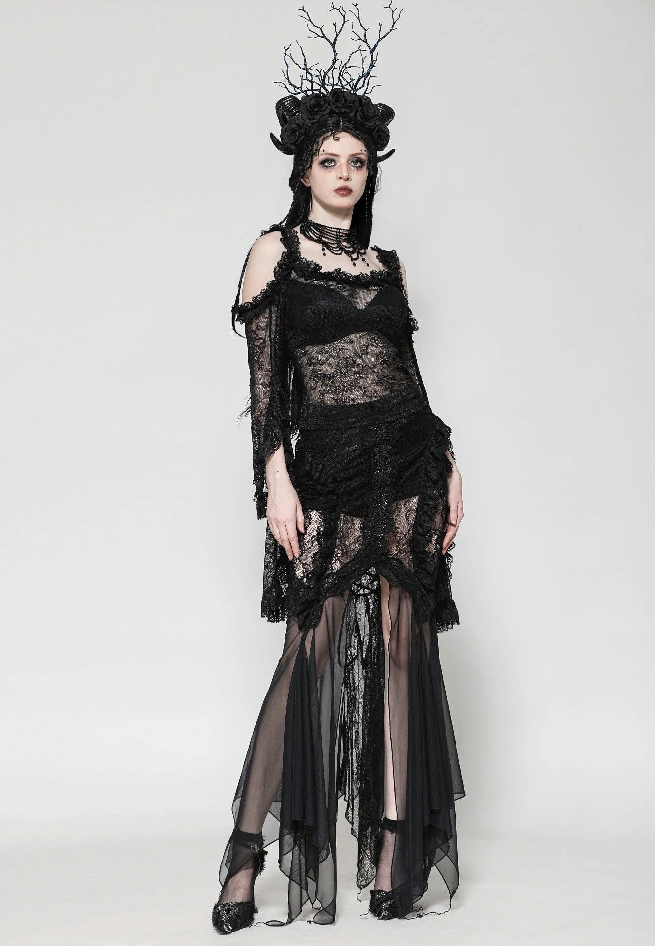 Dark In Love - Gothic Romantic Lace Flare Sleeve - Top | Women-Image
