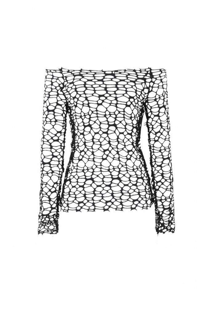 Dark In Love - Sexy Versatile Black Distressed Mesh - Top | Women-Image