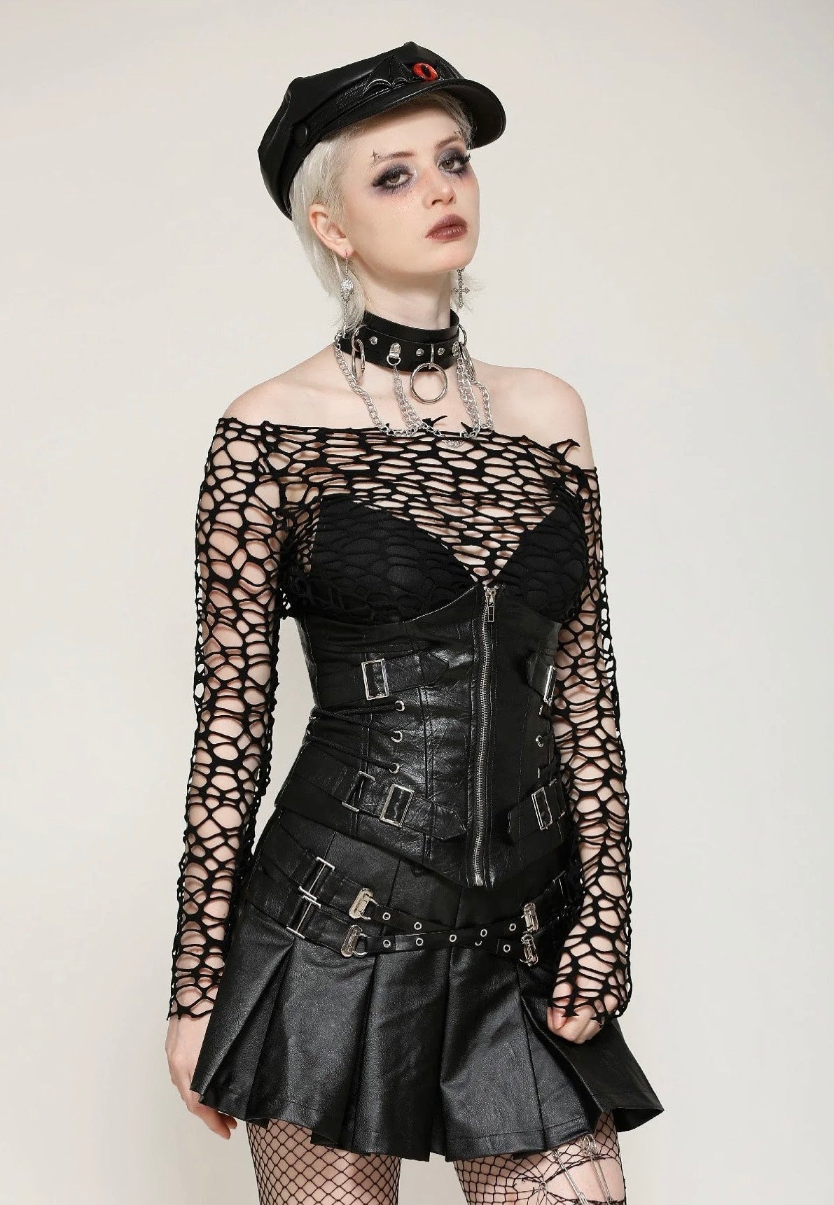 Dark In Love - Sexy Versatile Black Distressed Mesh - Top | Women-Image
