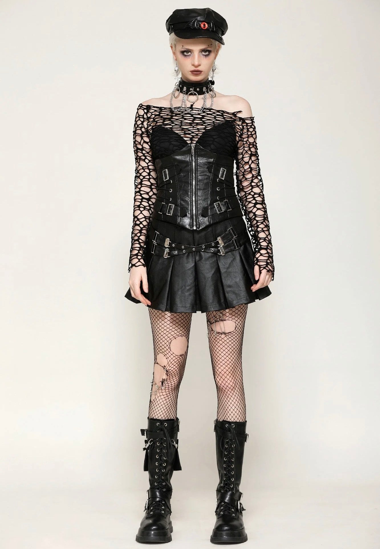 Dark In Love - Sexy Versatile Black Distressed Mesh - Top | Women-Image