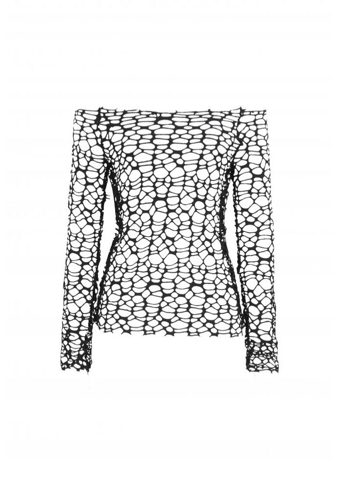 Dark In Love - Sexy Versatile Black Distressed Mesh - Top | Women-Image