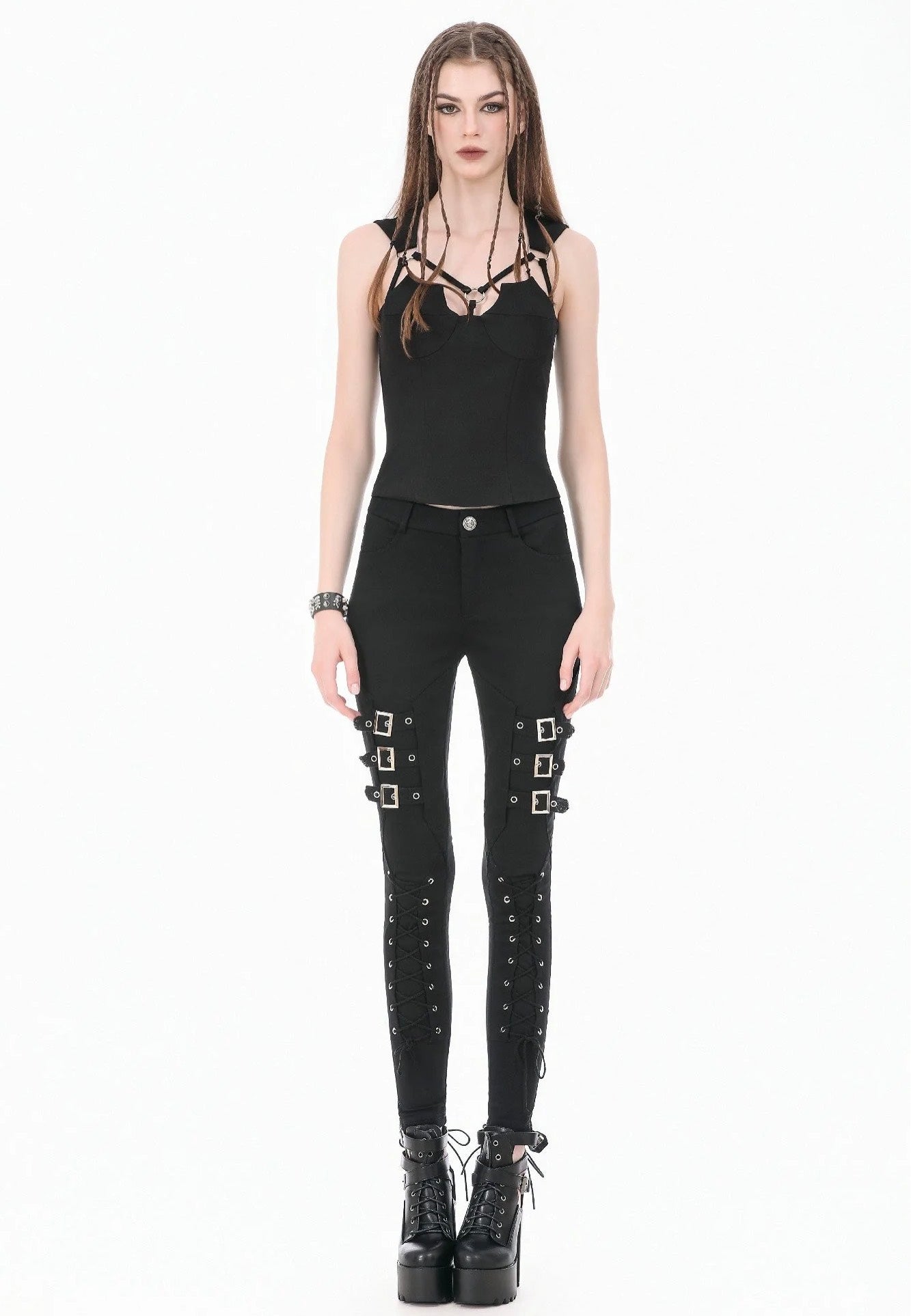 Dark In Love Dark Functional Style Metal Ring Strap Oberteil
