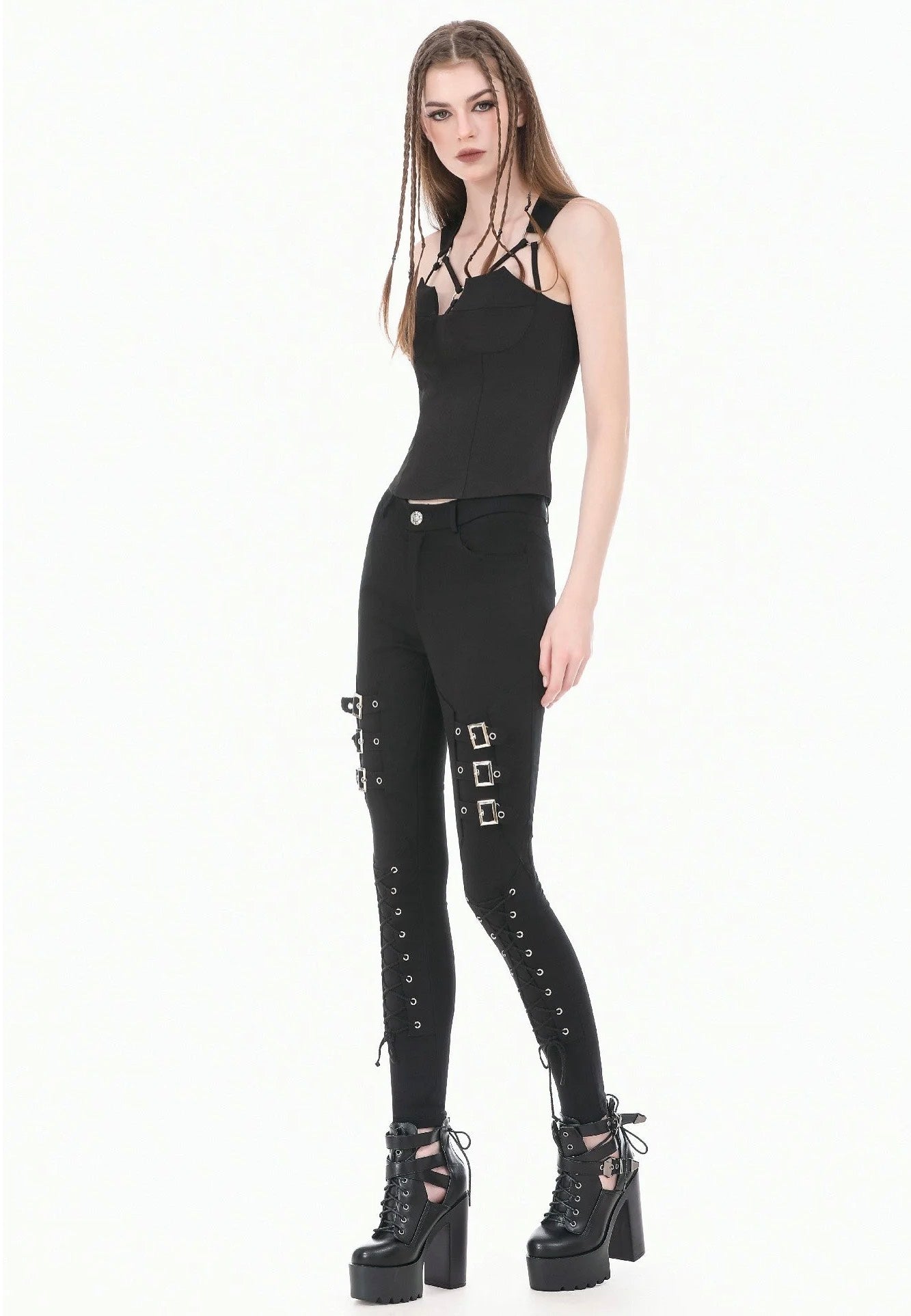 Dark In Love Dark Functional Style Metal Ring Strap Oberteil