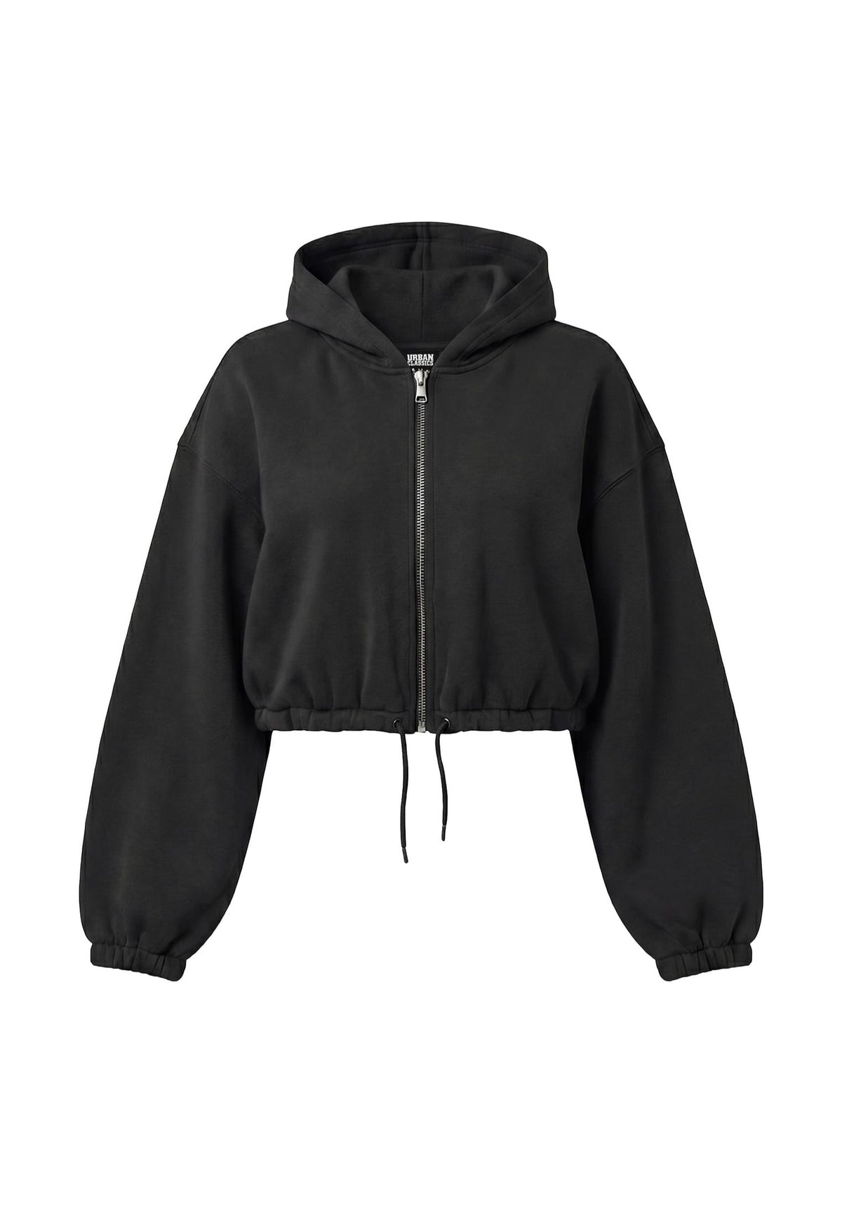 Urban Classics Ladies Fluffy Cropped Black Zipper
