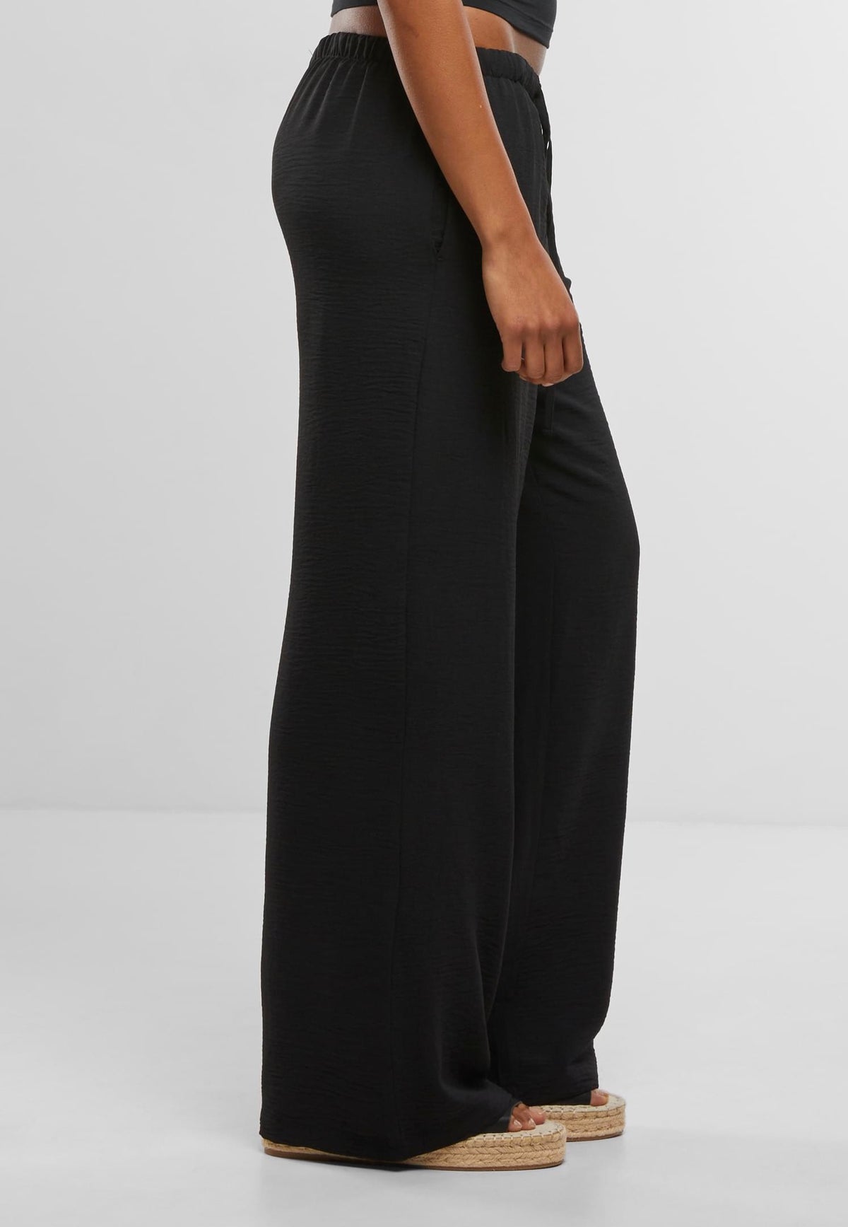 Urban Classics Ladies Structured Wideleg Black Pantalones