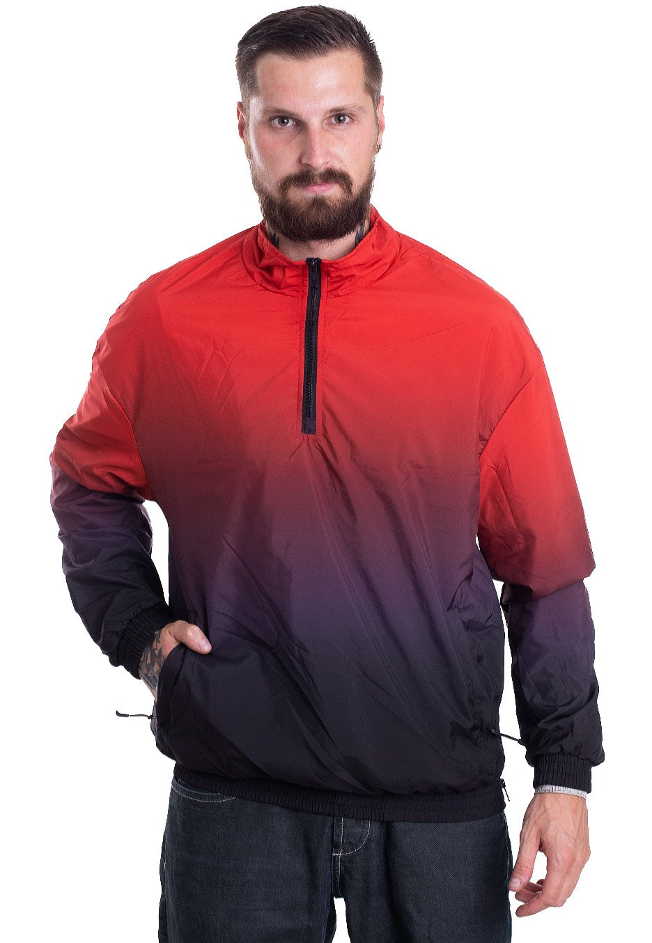 Urban Classics - Gradient Pull Over Jacket Black/Red - Jacket