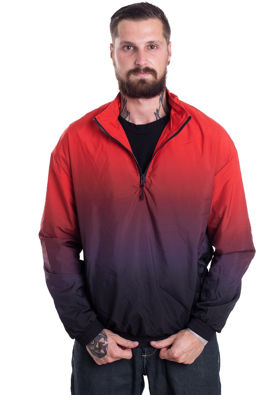 Urban Classics - Gradient Pull Over Jacket Black/Red - Jacket