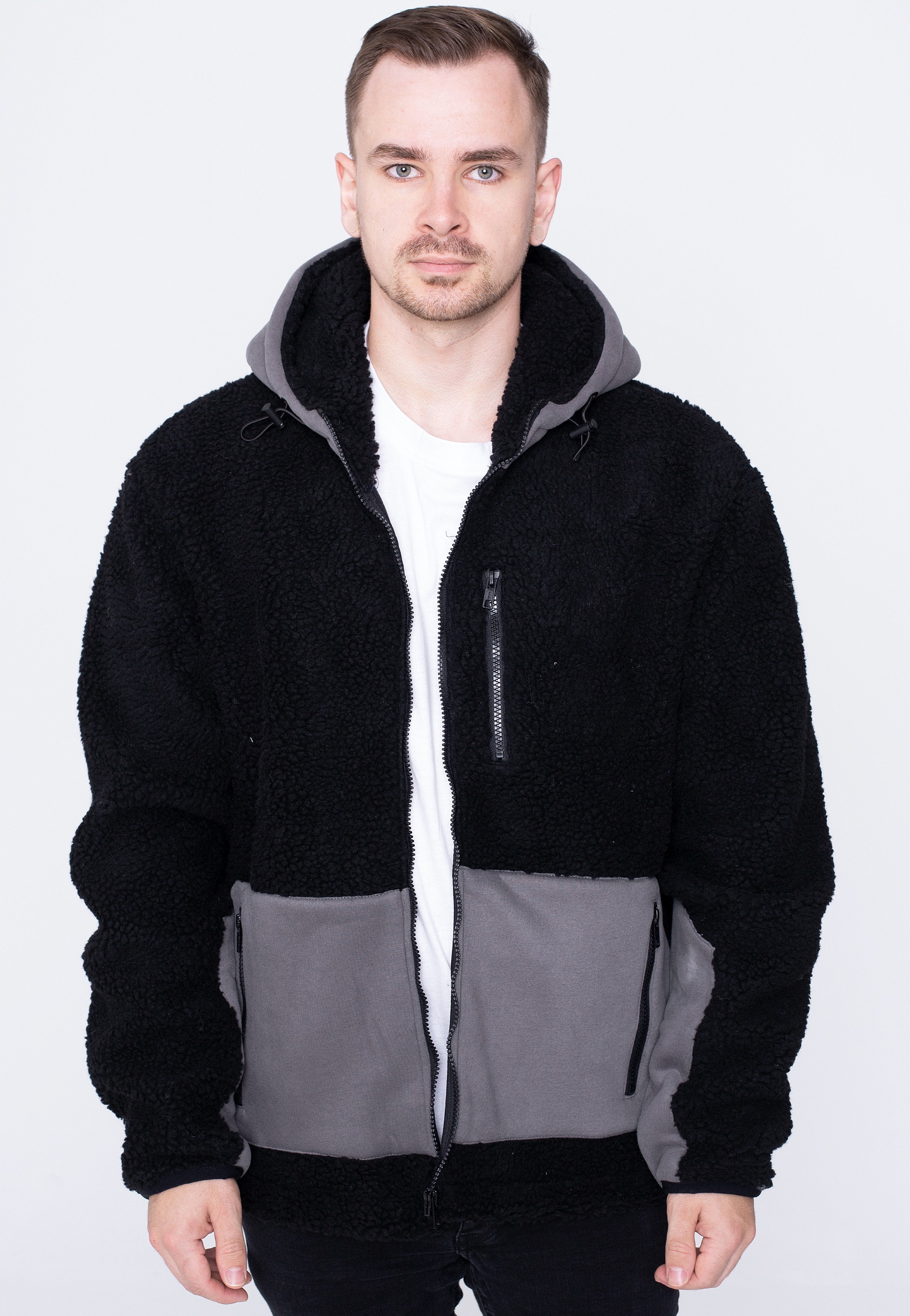Urban Classics - Hooded Sherpa Black/Asphalt - Jacket