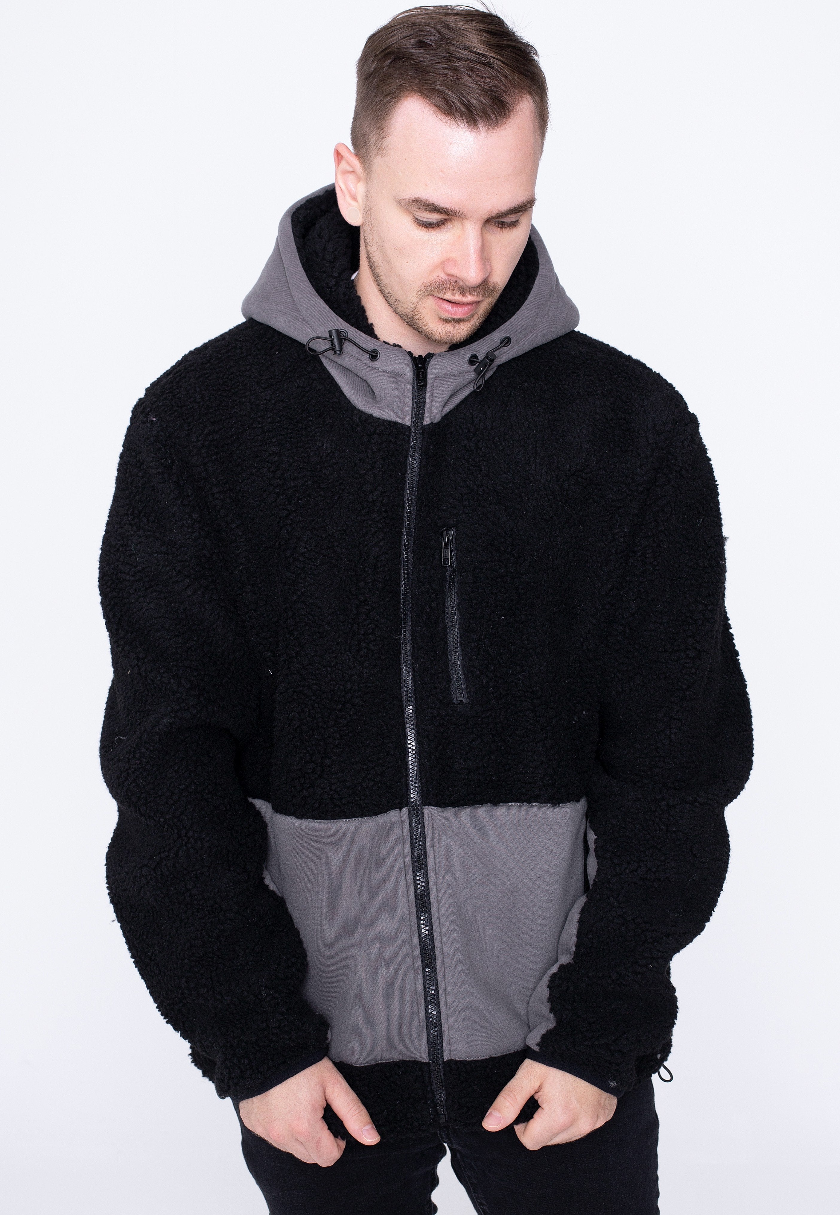 Urban Classics - Hooded Sherpa Black/Asphalt - Jacket