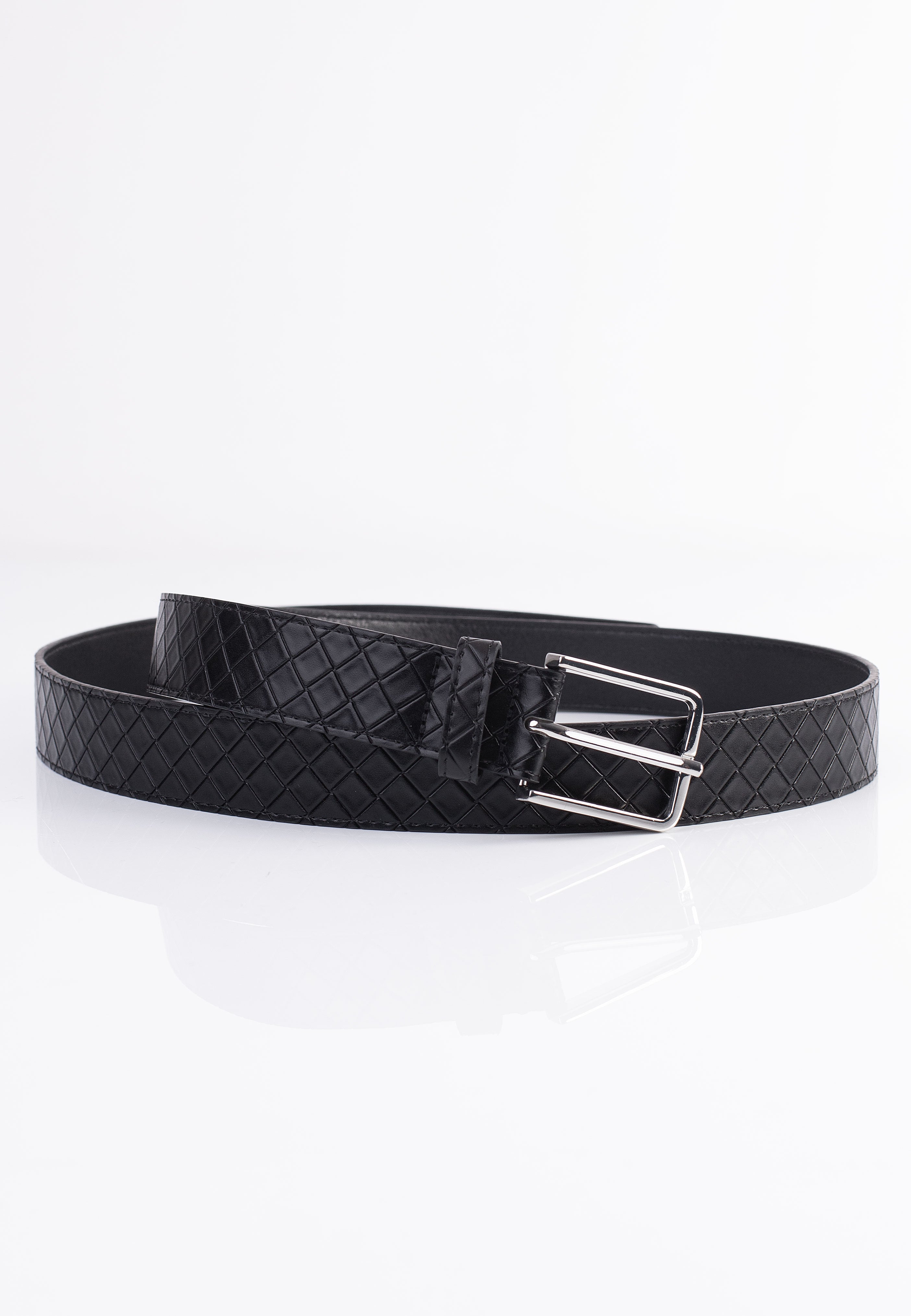Urban Classics - Woven Embossed Synthetic Leather Black/Silver - Belt | Neutral-Image