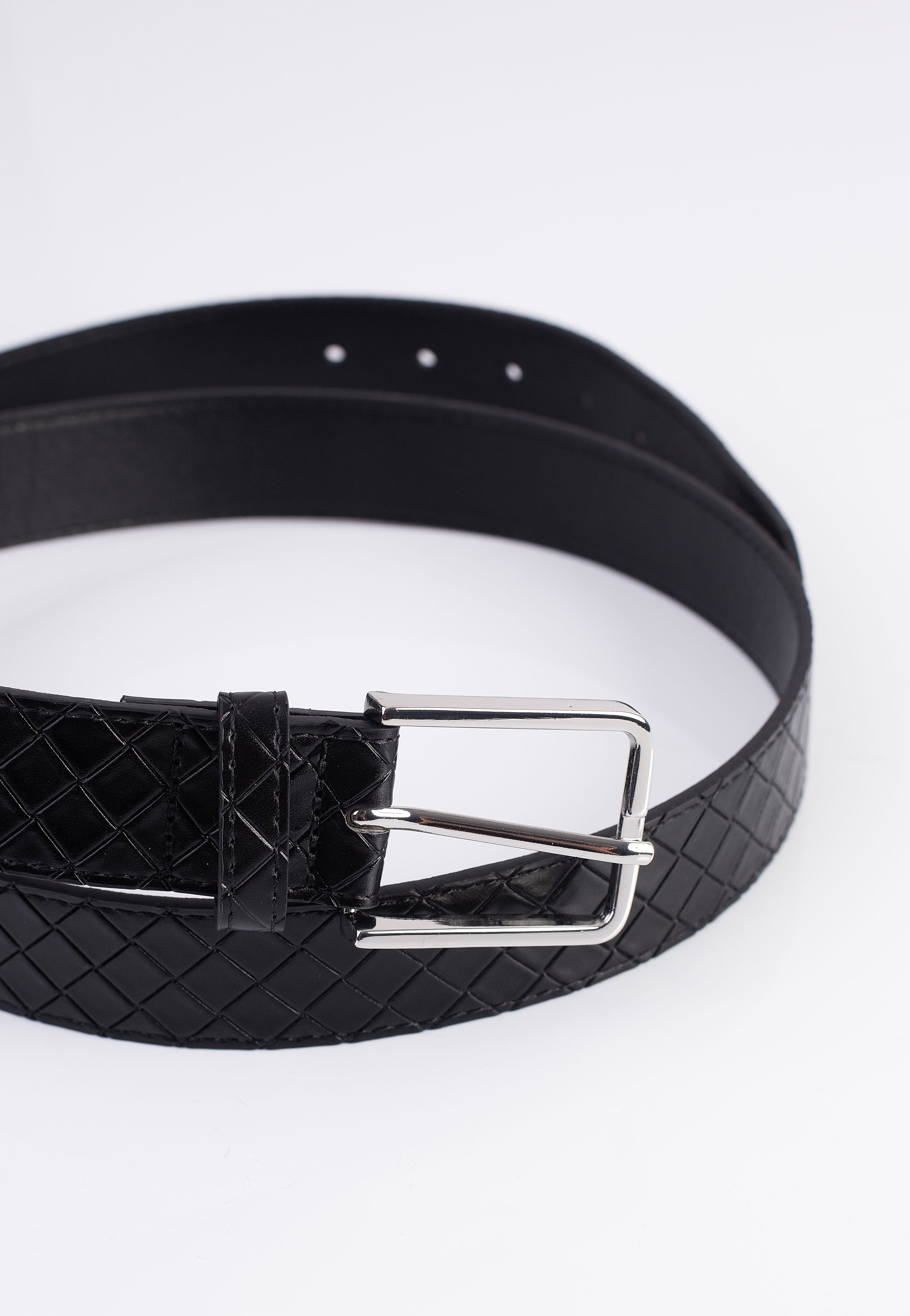 Urban Classics - Woven Embossed Synthetic Leather Black/Silver - Belt | Neutral-Image