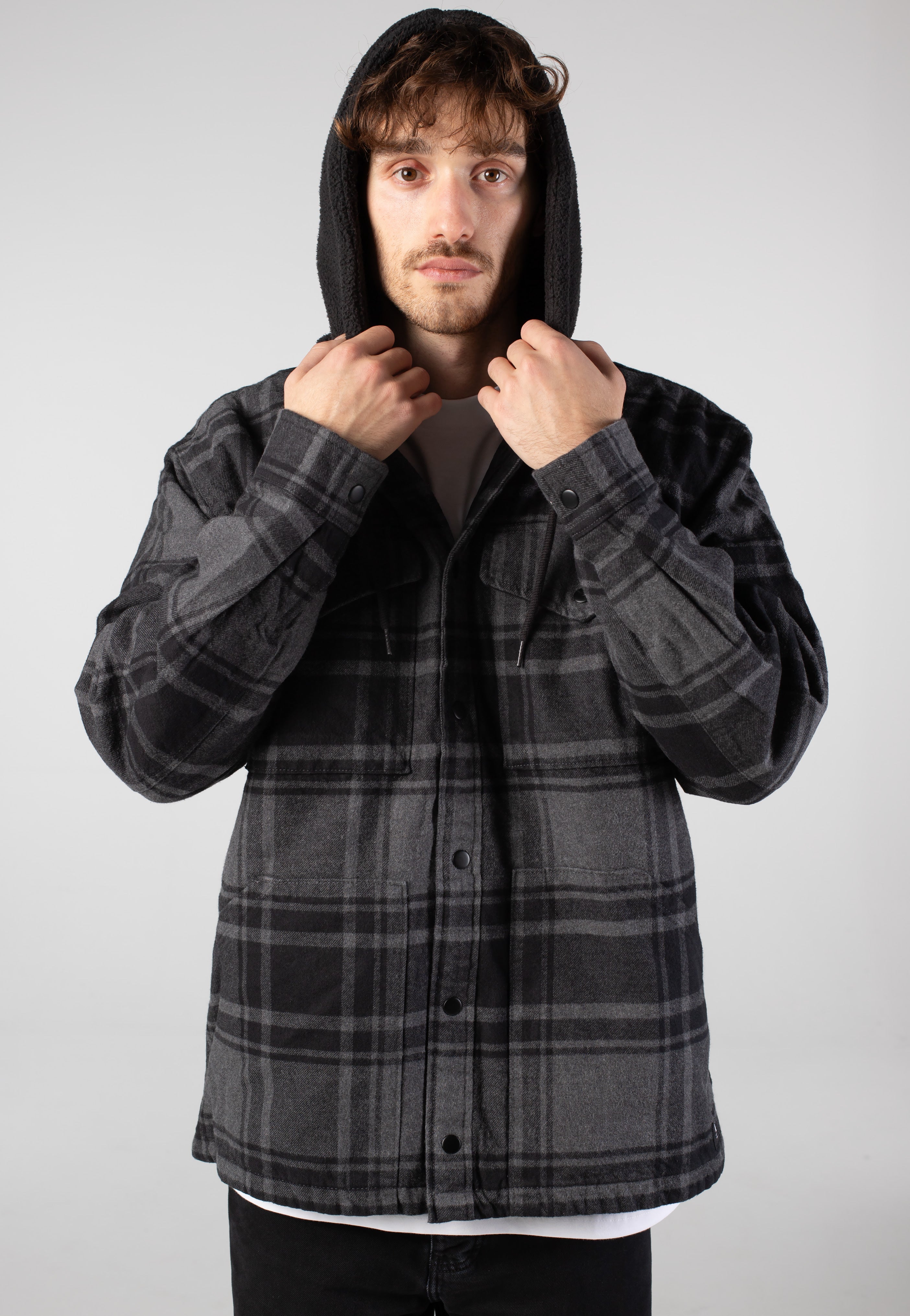 Vans - Piedmont Hooded Plaid Black/Asphalt Heather - Jacket | Men-Image