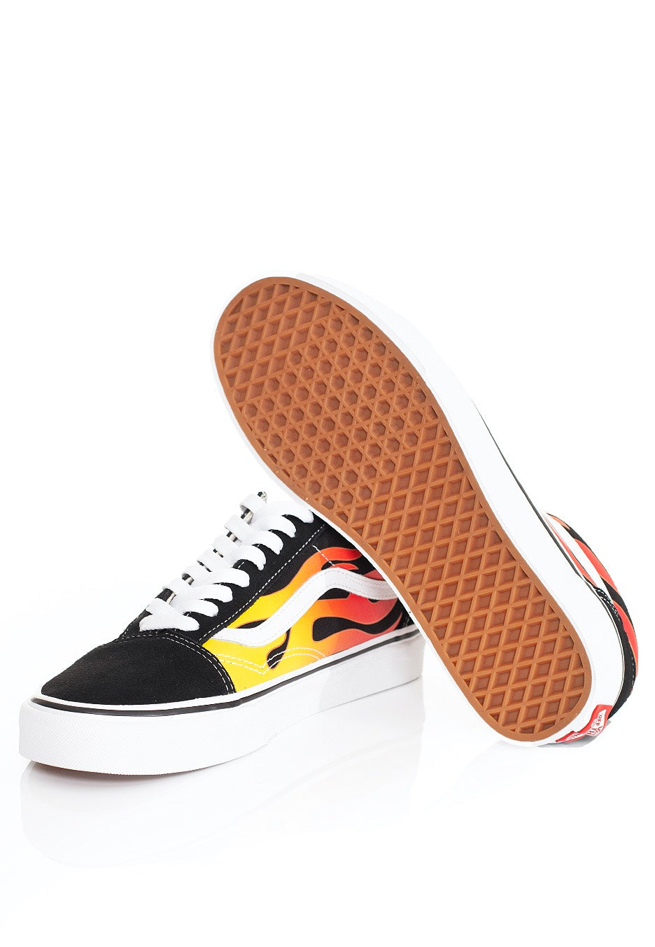 Vans - Old Skool (Flame) Black/Black/True White - Shoes | Neutral-Image