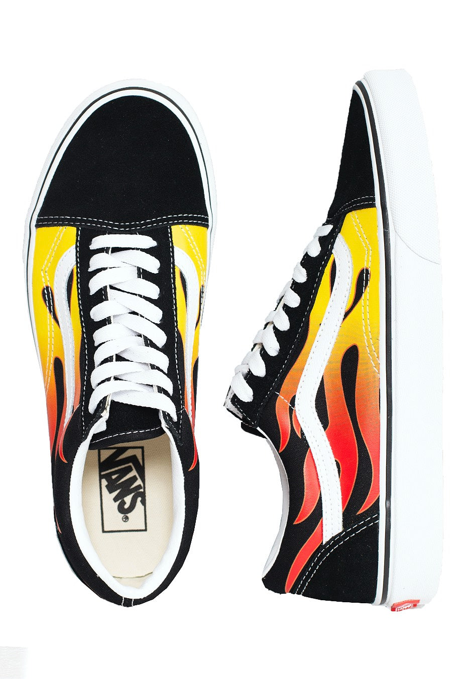 Vans - Old Skool (Flame) Black/Black/True White - Shoes | Neutral-Image