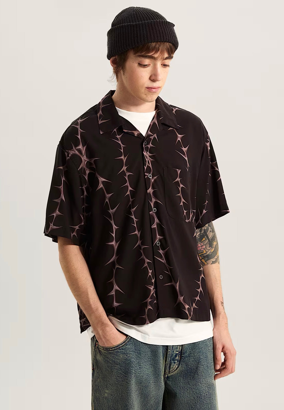 Vans - Van Doren Printed Camp Black - Shirt | Men-Image