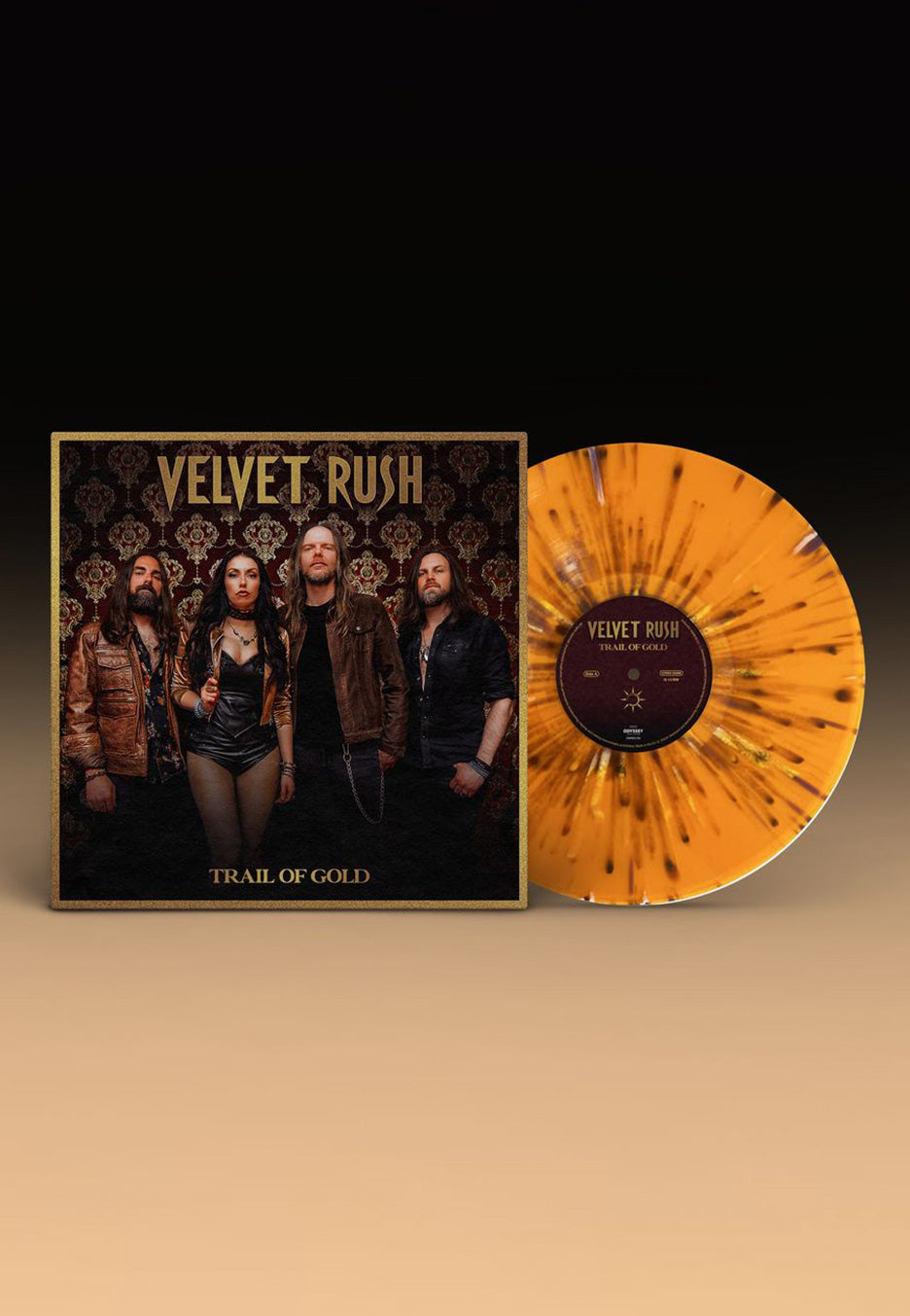 Velvet Rush Trail Of Gold Orange/Black Splattered Vinyl