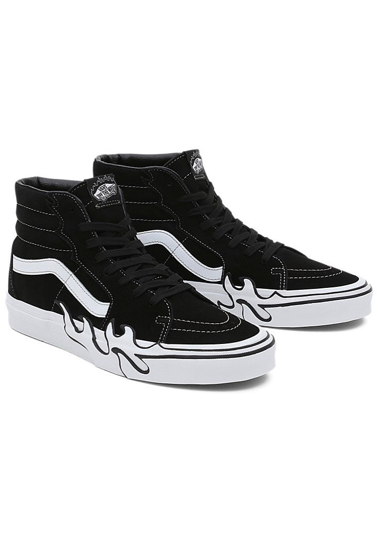 Vans Sk8 Hi Flame Suede Black/White Shoes Nuclear Blast
