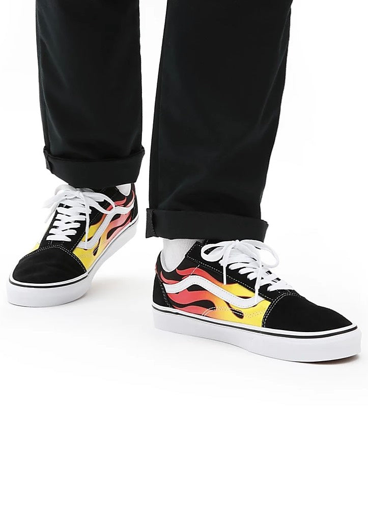 Vans - Old Skool (Flame) Black/Black/True White - Shoes | Neutral-Image
