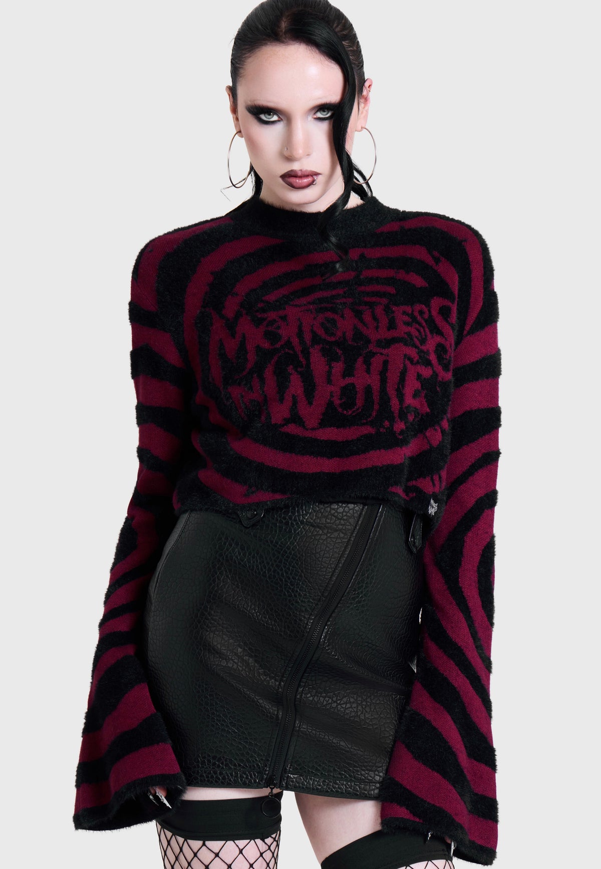 Killstar x Motionless in White Voices Spiral Crop Knit Multi Pullover