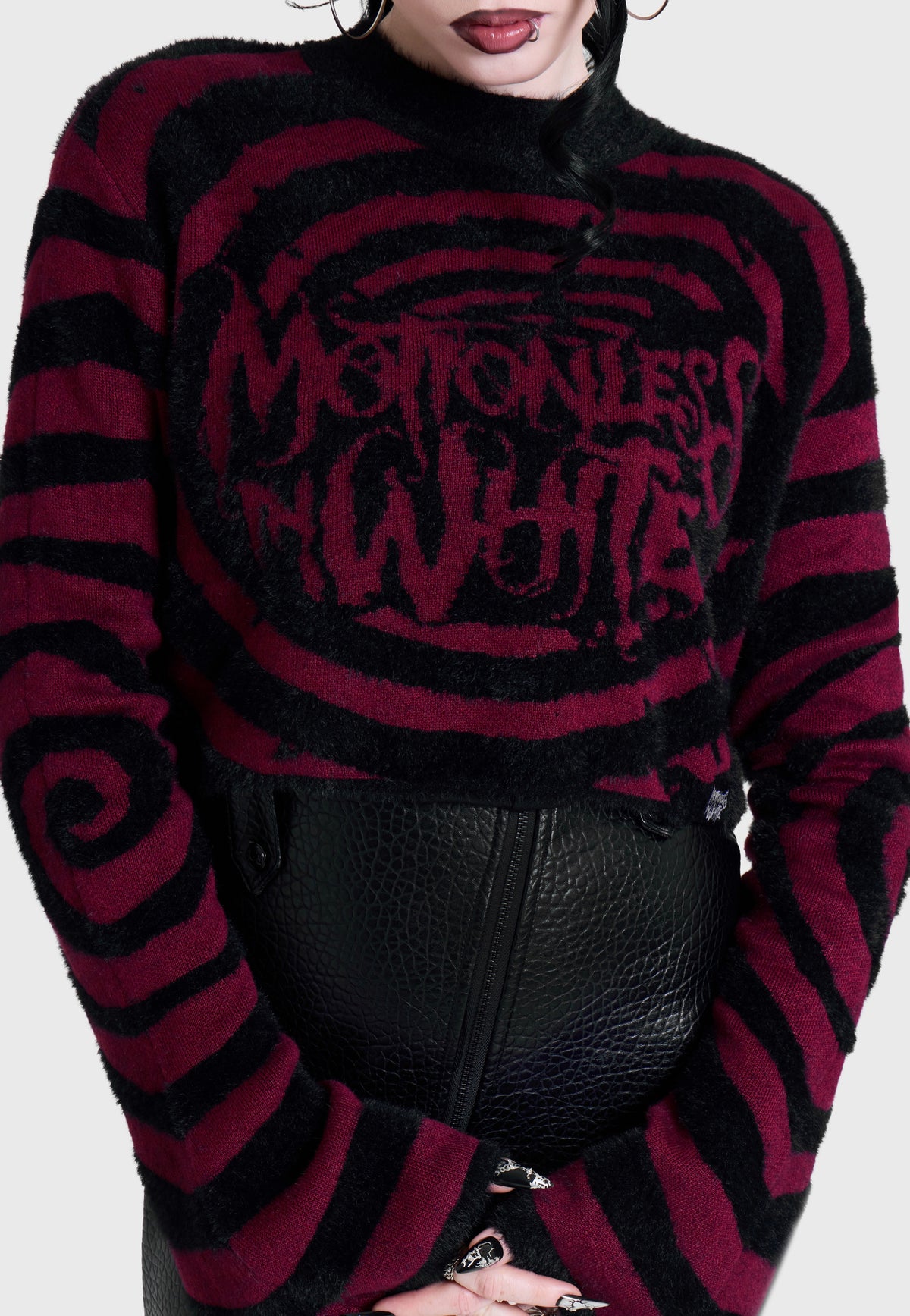 Killstar x Motionless in White Voices Spiral Crop Knit Multi Pullover