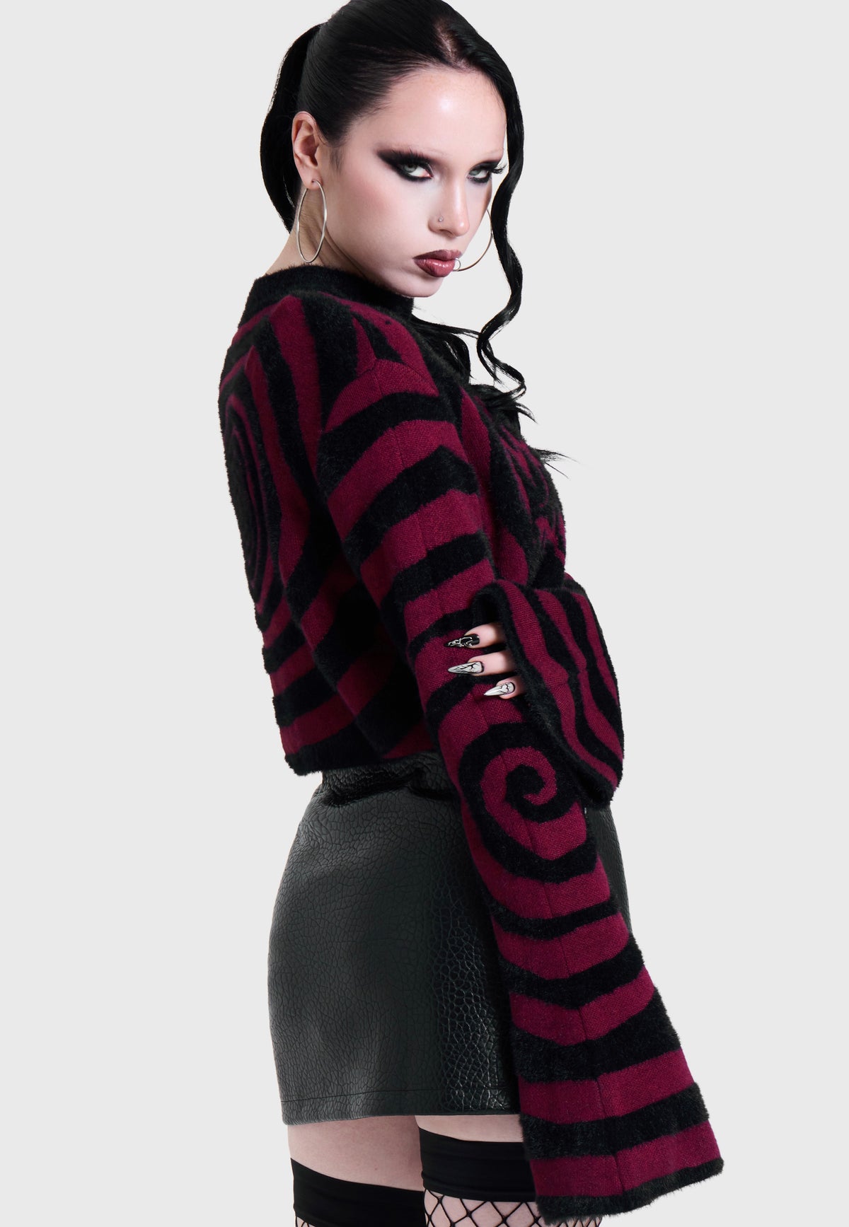 Killstar x Motionless in White Voices Spiral Crop Knit Multi Pullover
