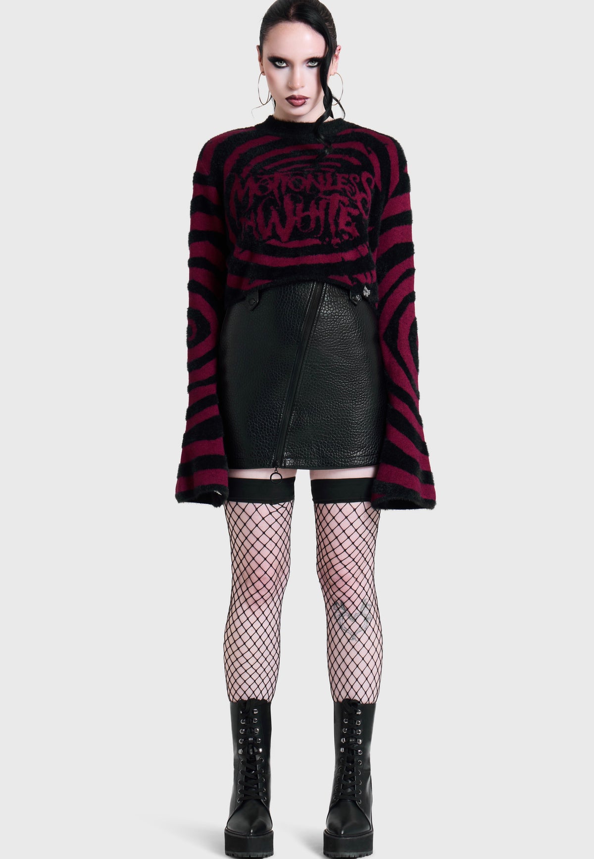 Killstar x Motionless in White Voices Spiral Crop Knit Multi Pullover