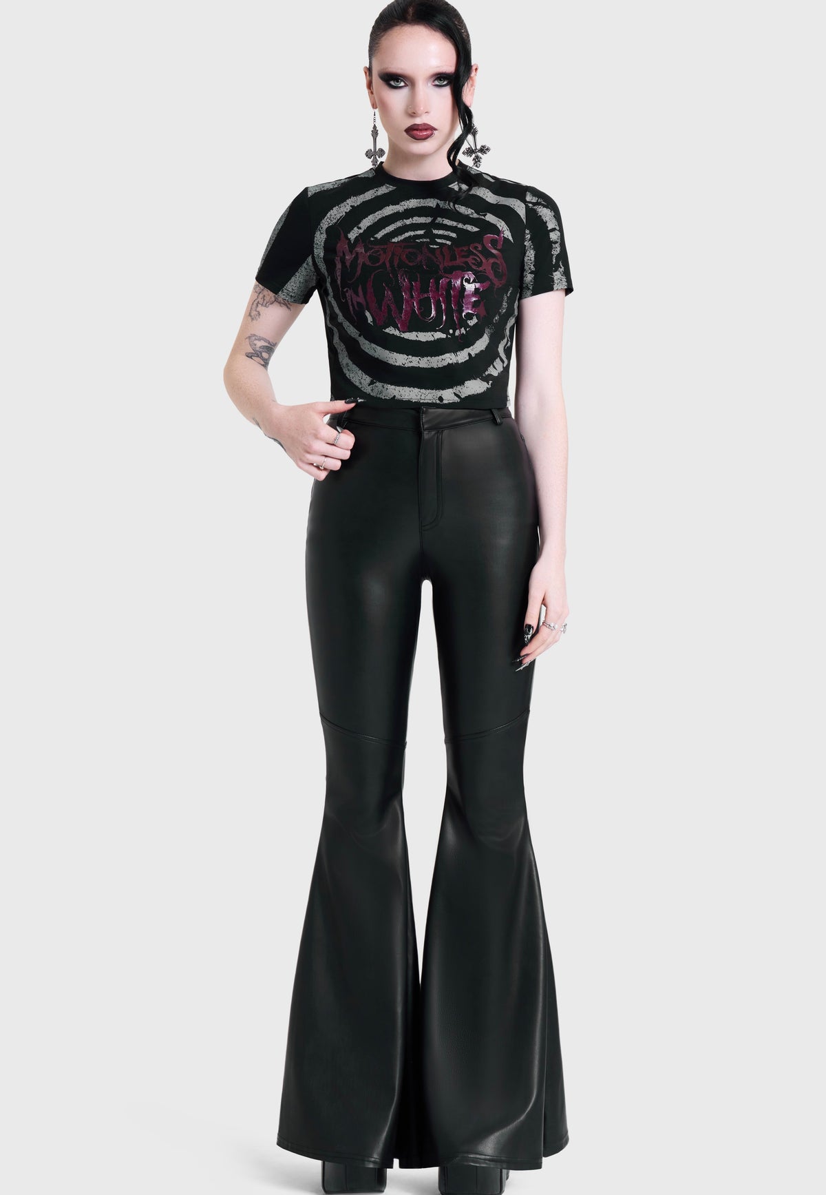 Killstar x Motionless in White Voices Spiral Crop Black Oberteil