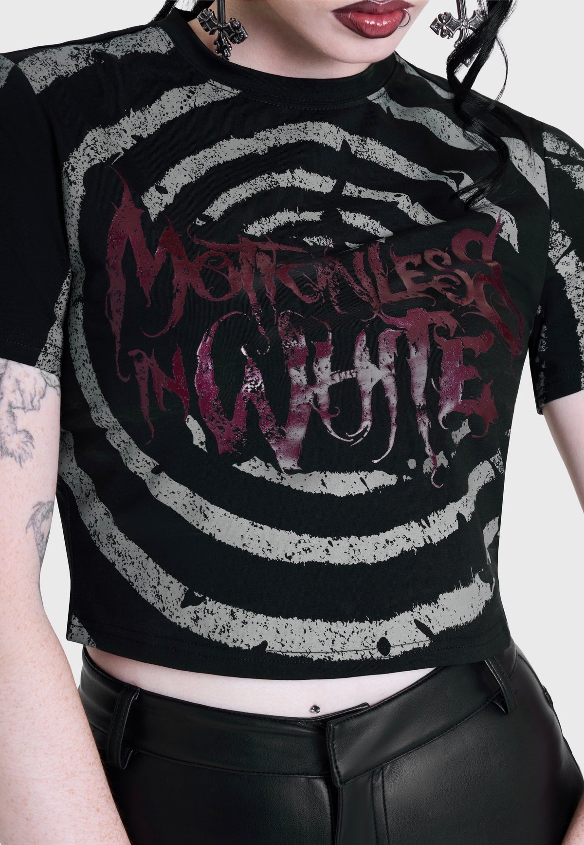 Killstar x Motionless in White Voices Spiral Crop Black Oberteil