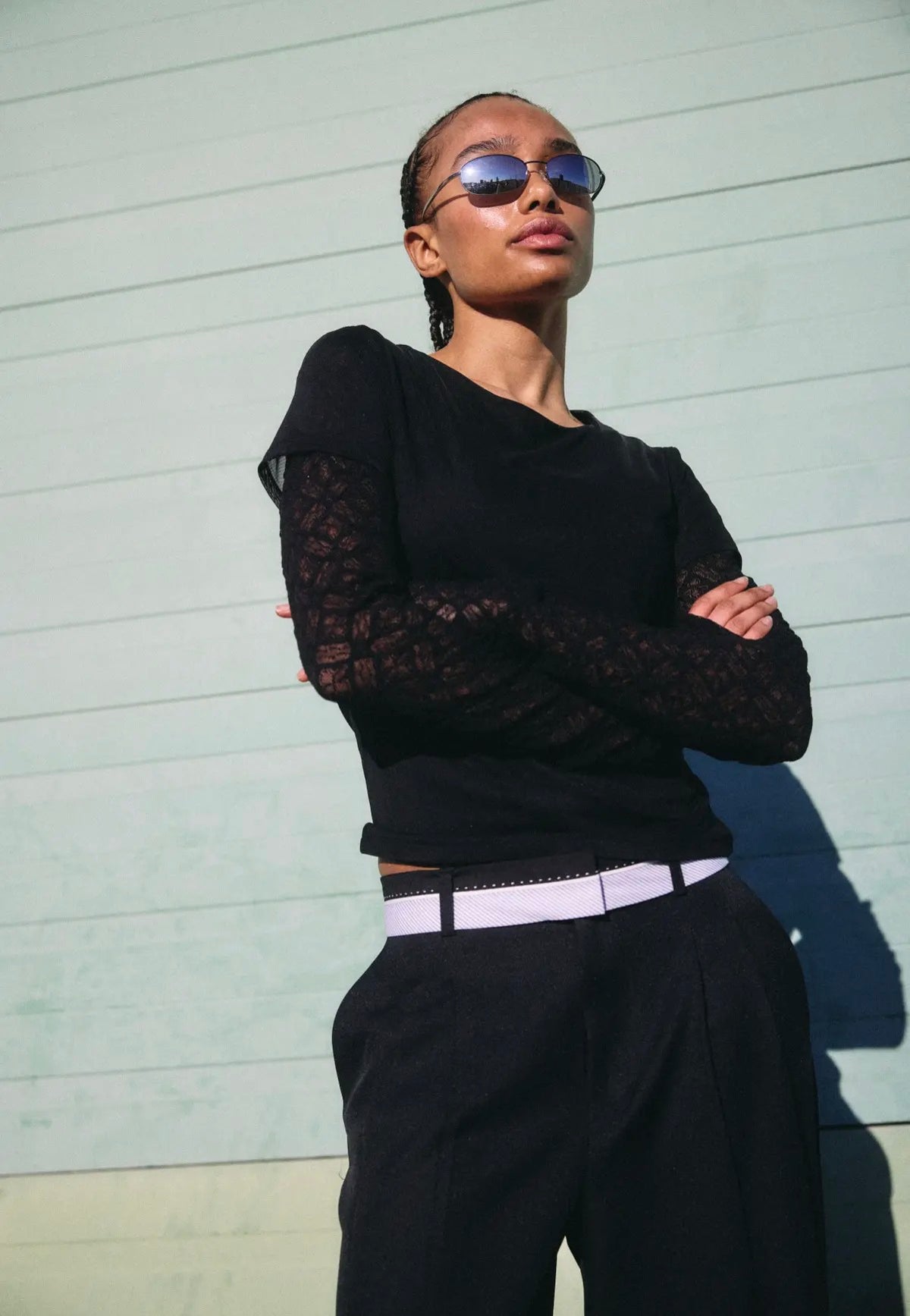 Noisy May Mercy Double Layer Black Lace Top