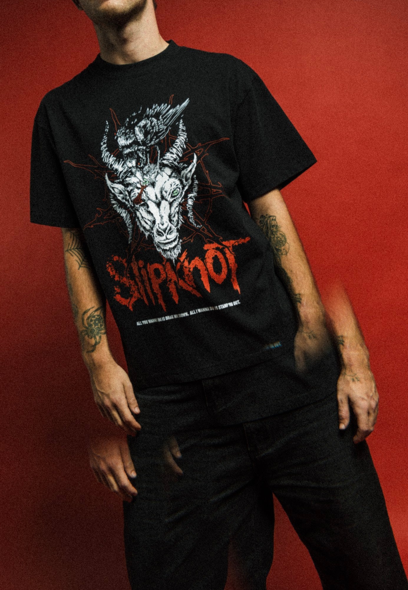 Welcome x Slipknot - Spit It Out Boxy Garment-Dyed Black - T-Shirt