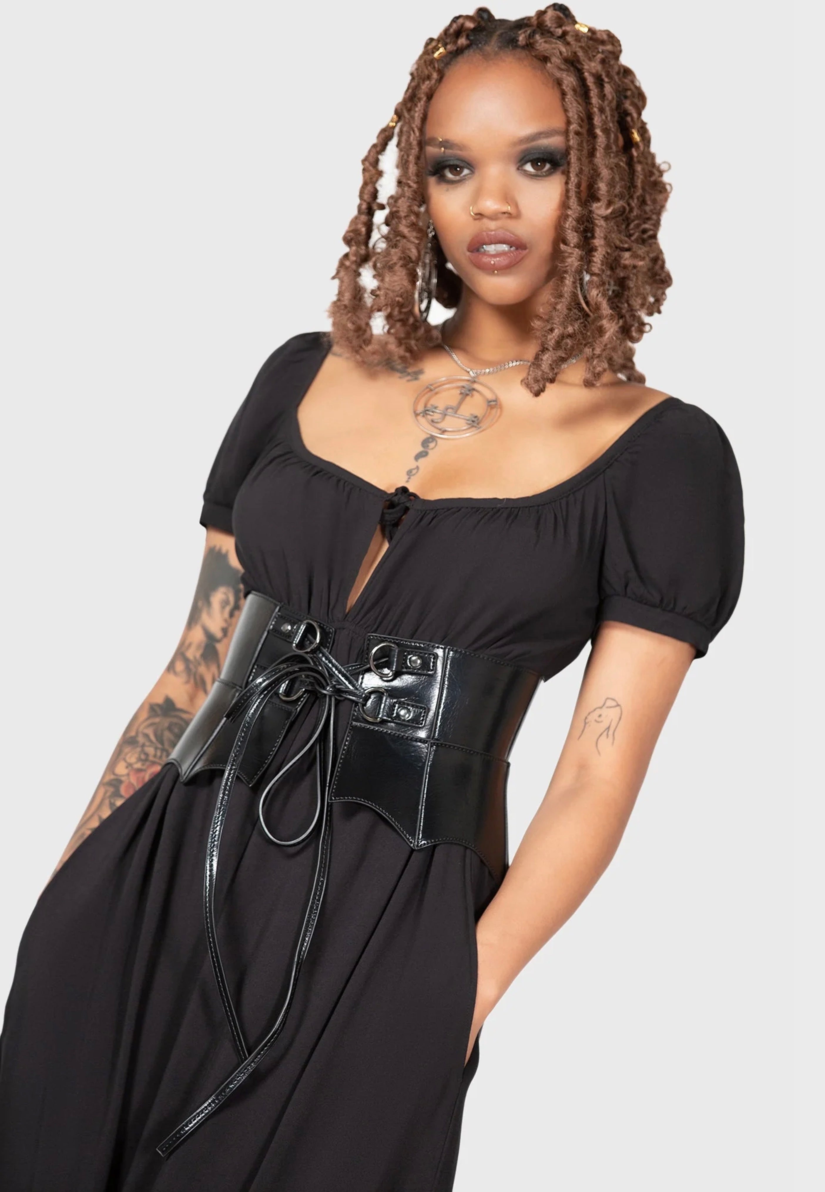Killstar Wetland Bat Peplum Corset Riem Bruin