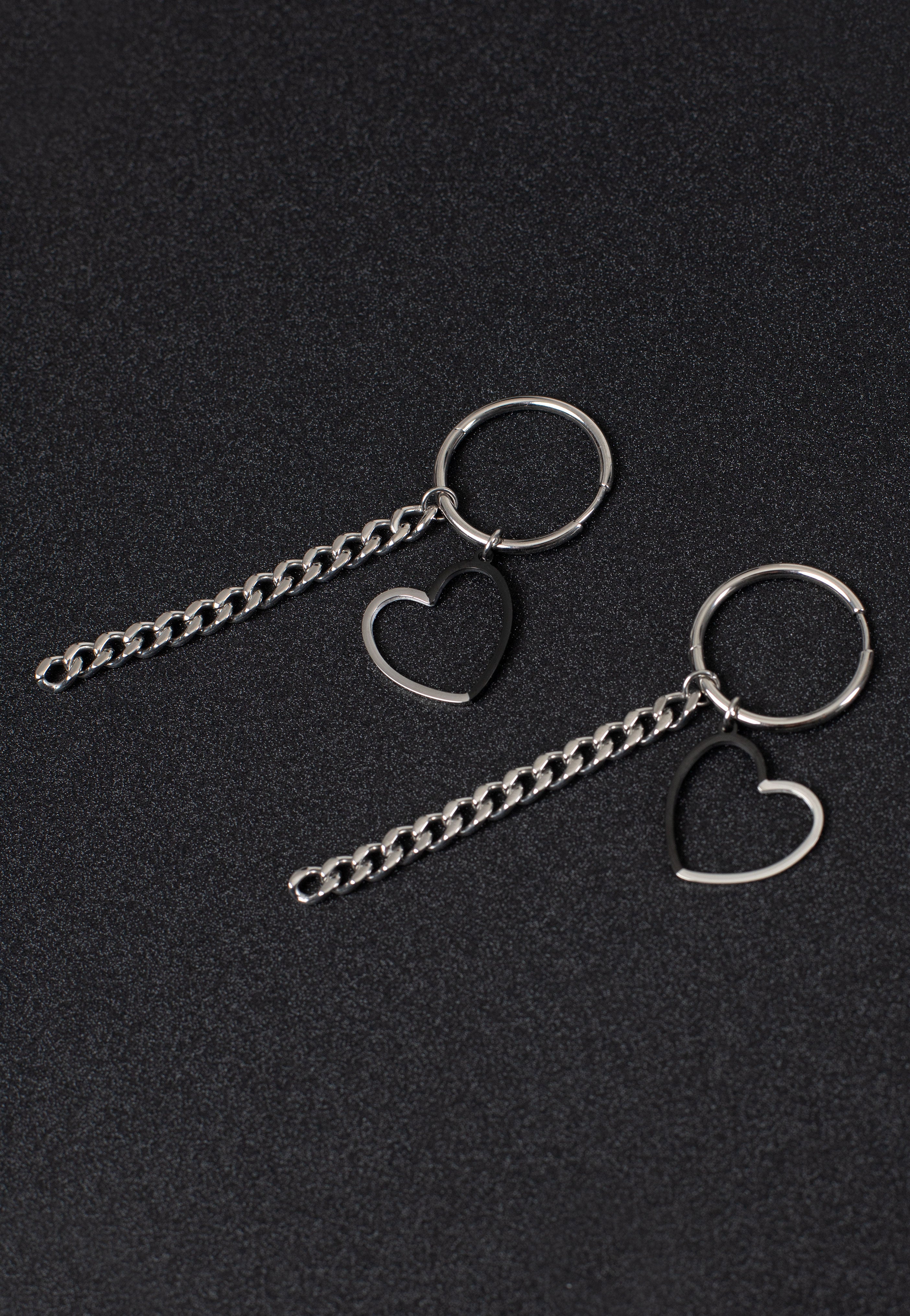 Wildcat - 2 Coloured Heart Silver - Earrings | Neutral-Image