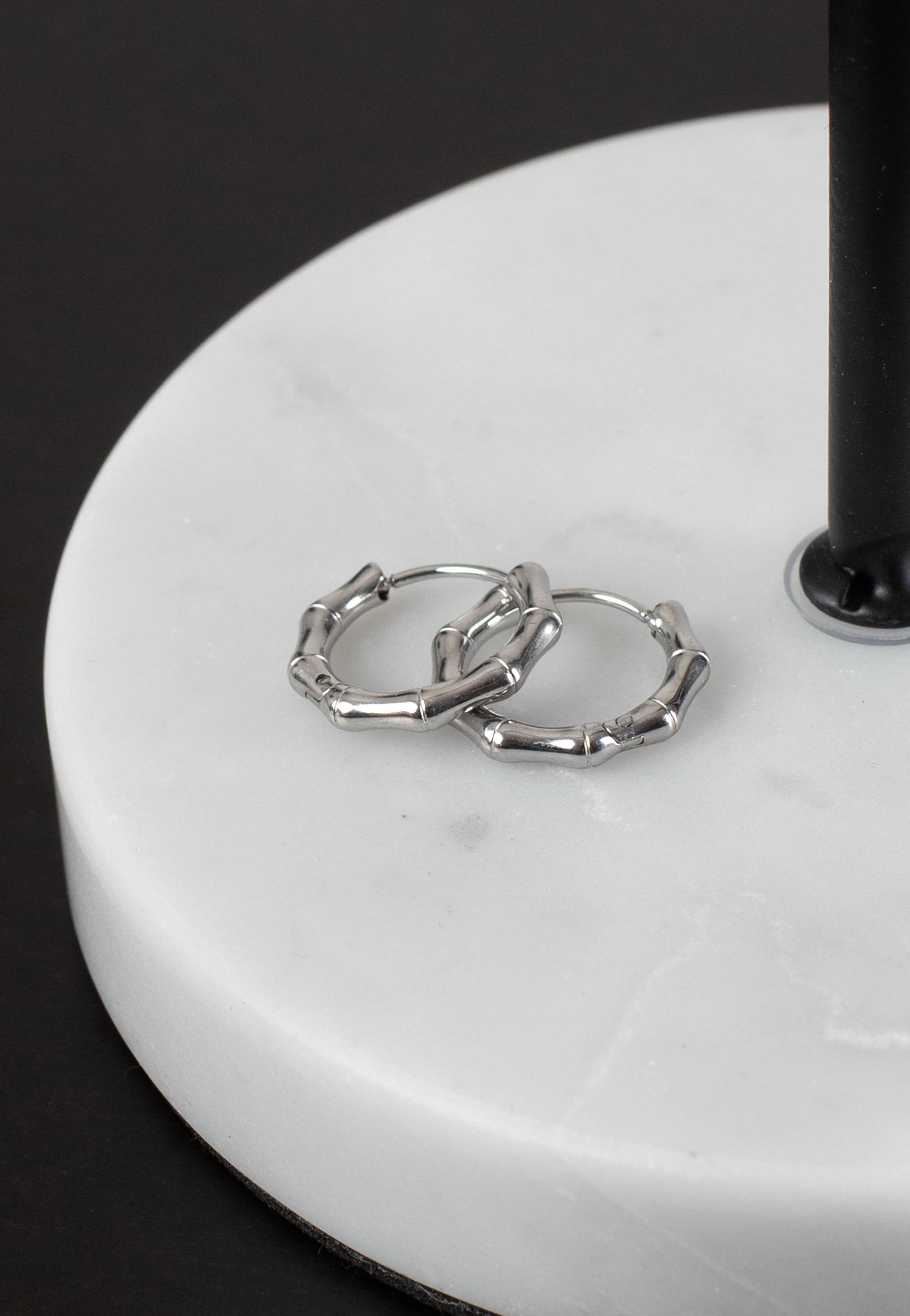 Wildcat - Little Basic Bamboo Hoops Pairs 10 mm Silver - Earrings | Neutral-Image
