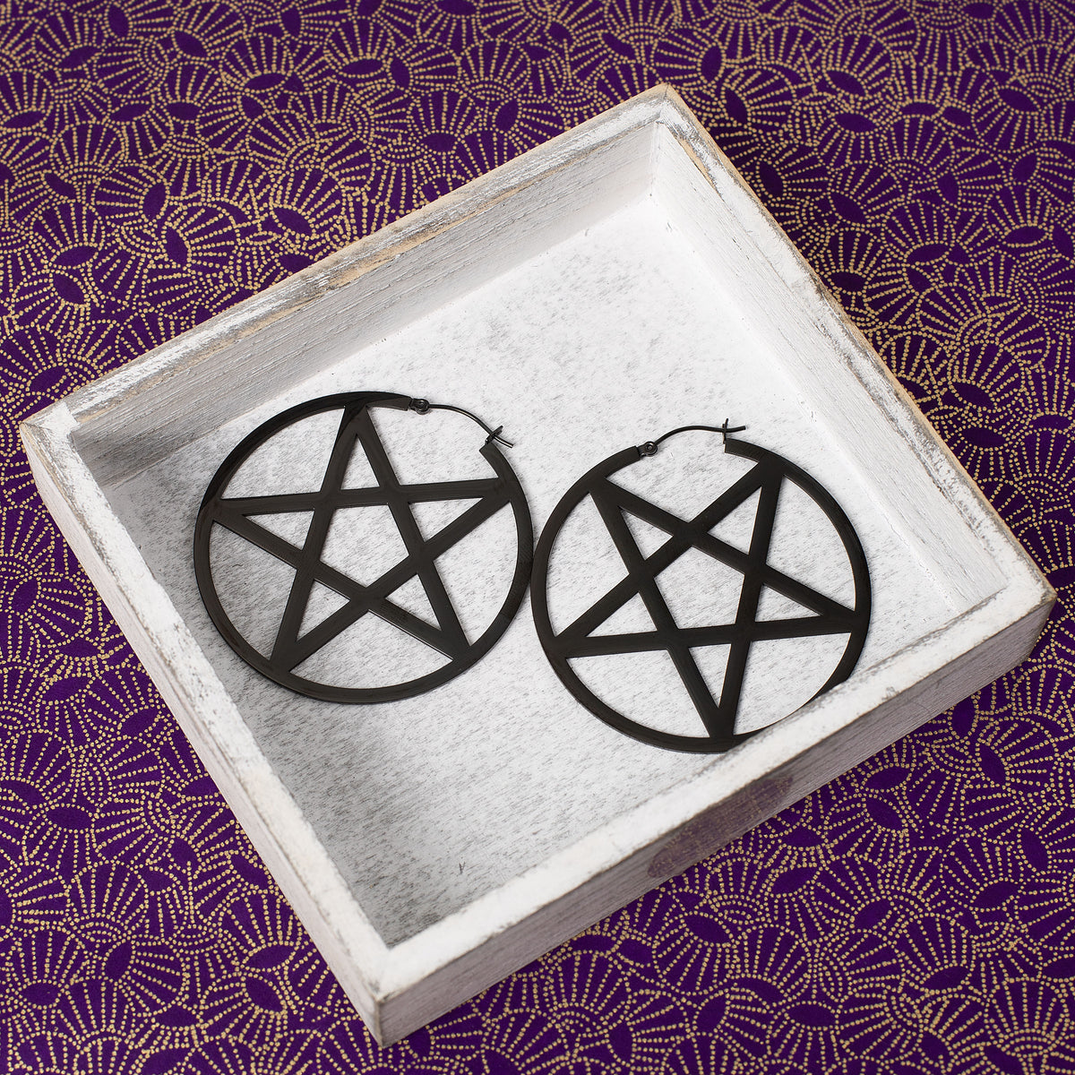 Amazon.com: Pentagram earrings gothic silver tone Wiccan